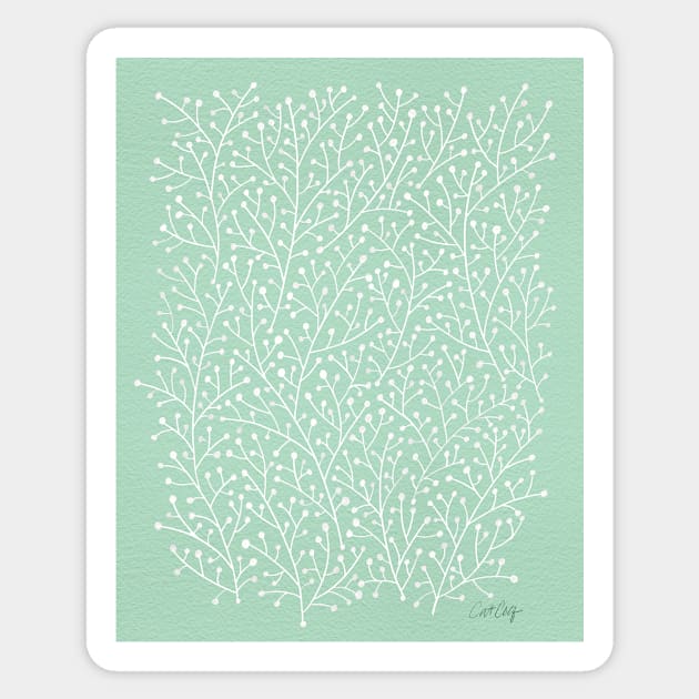 Berry Branches - Mint Sticker by CatCoq